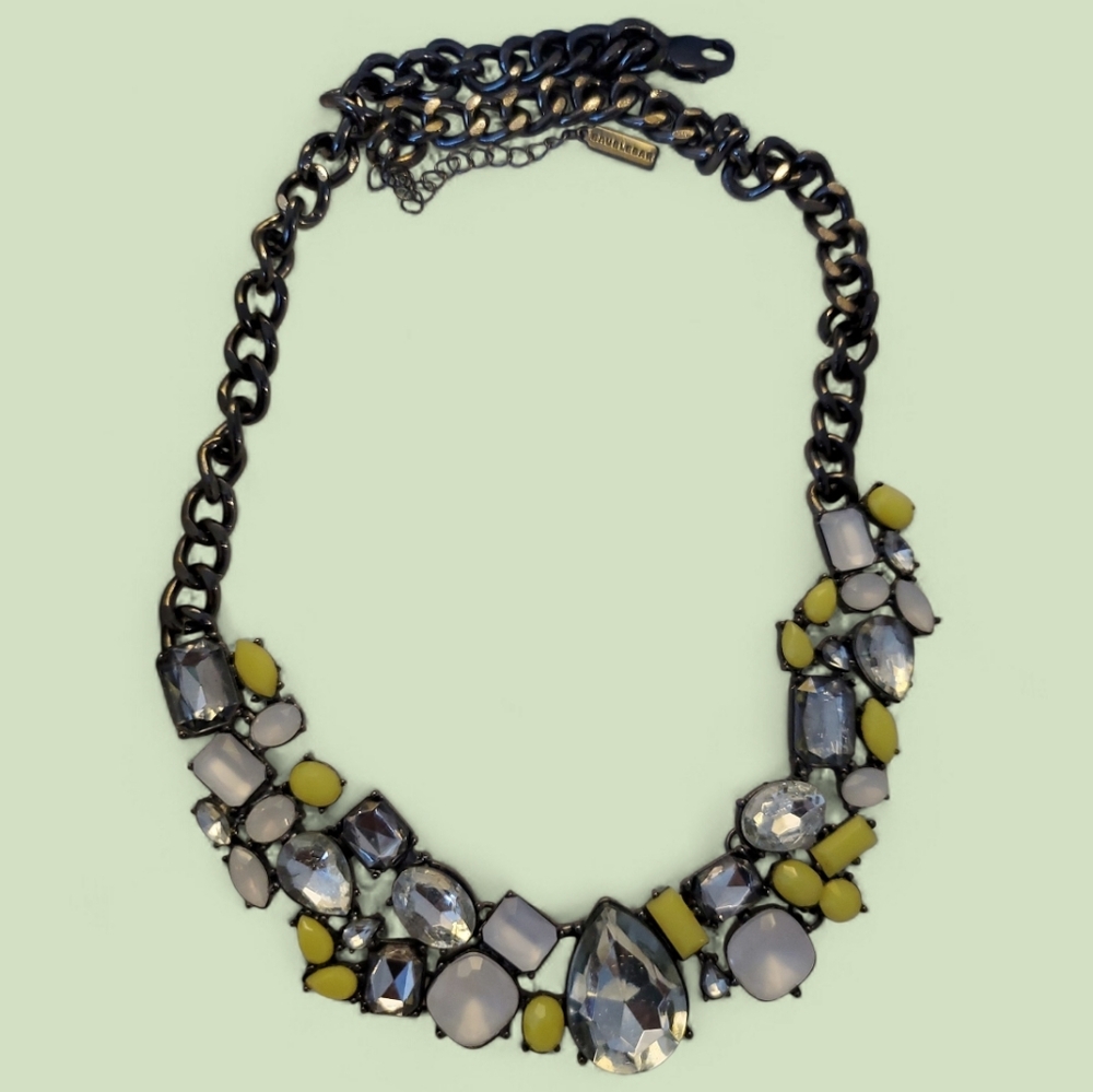 NWOT Baublebar Green Silver Statement Necklace